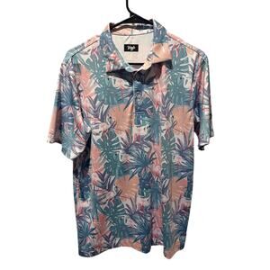 Waggle Men’s Golf Polo Shirt Fairway Flamingo Print Performance Stretch